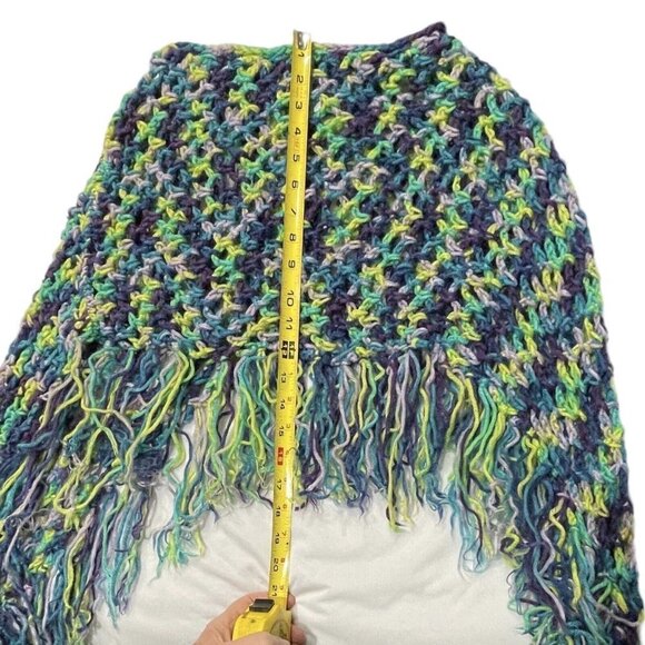 Hand-Made‎ Bohemian Crocheted Poncho/Shawl w/Fringe Multicolor 70's Style Hippie - Picture 10 of 13